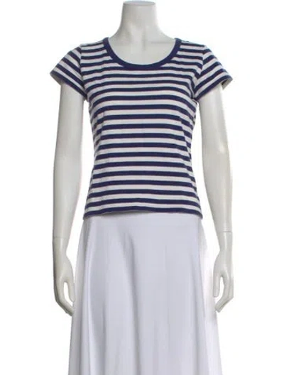 Pre-owned Agnès B. Striped Scoop Neck Sweater In Blue