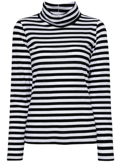 Agnès B. Striped Transformable T-shirt In Black