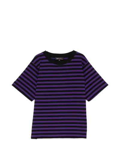 Agnès B. Striped T-shirt In Purple