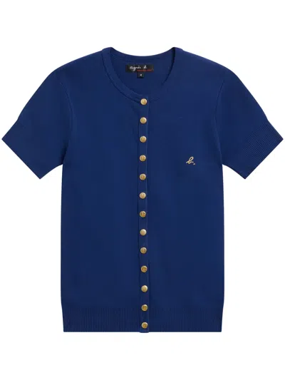 Agnès B. Swing Cotton Cardigan In Blue