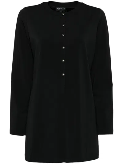 Agnès B. Thigh-length Long-sleeves Cardigan In Black