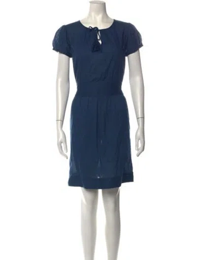 Pre-owned Agnès B. Tie Neck Mini Dress In Blue