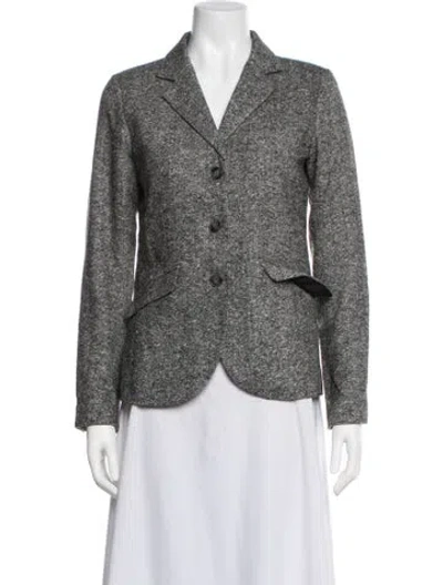 Pre-owned Agnès B. Tweed Pattern Blazer In Grey
