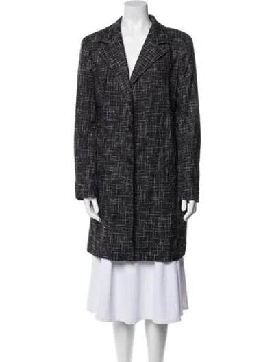Pre-owned Agnès B. Tweed Pattern Coat In Black