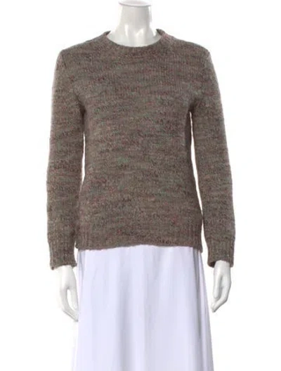 Pre-owned Agnès B. Tweed Pattern Crew Neck Sweater In Brown