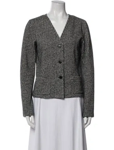 Pre-owned Agnès B. Tweed Pattern Evening Jacket In Black