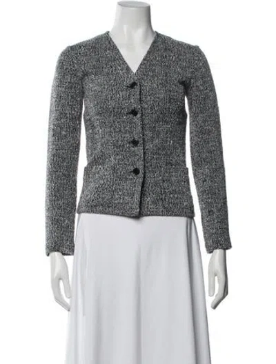Pre-owned Agnès B. Tweed Pattern Jacket In Black/silver