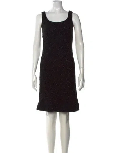 Pre-owned Agnès B. Tweed Pattern Knee-length Dress In Black