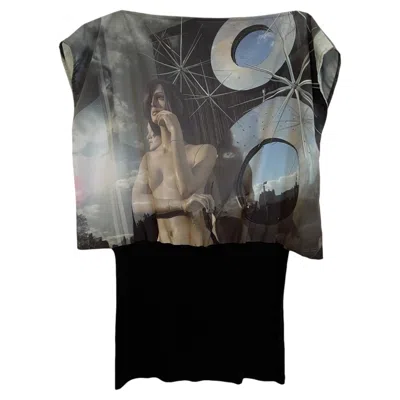 Pre-owned Agnès B. Vintage Agnes B. 2000's Slouchy Top With Photographic Print, Made In France In Black