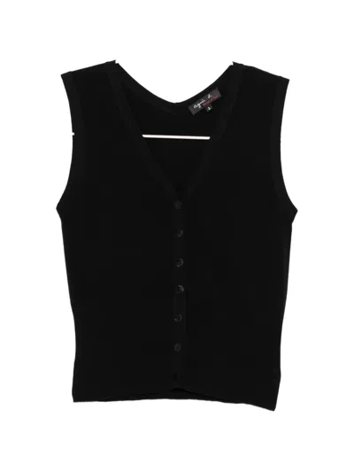 Agnès B. V-neck Buttoned Knitwear In Black