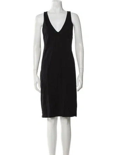 Pre-owned Agnès B. V-neck Knee-length Dress In Black
