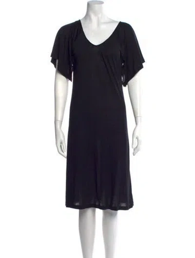 Pre-owned Agnès B. V-neck Knee-length Dress In Black