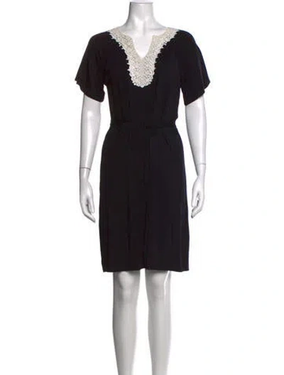 Pre-owned Agnès B. V-neck Knee-length Dress In Black