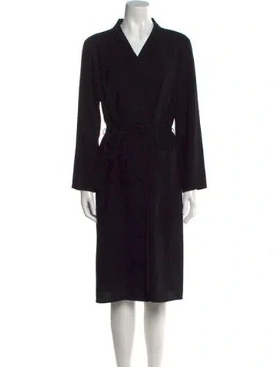 Pre-owned Agnès B. V-neck Midi Length Dress In Black