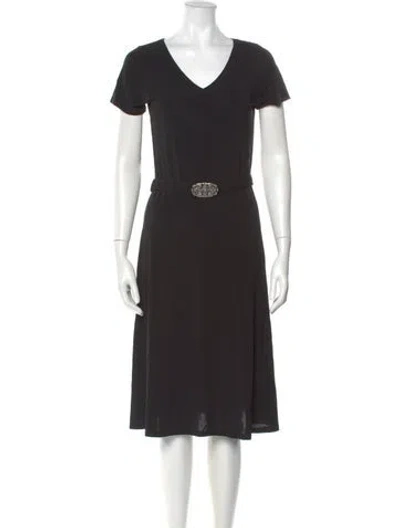 Pre-owned Agnès B. V-neck Midi Length Dress In Black