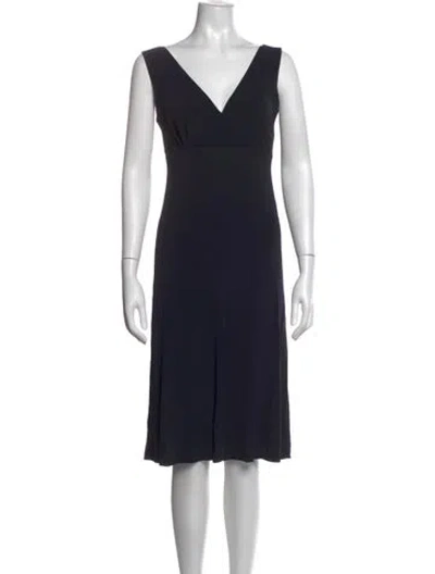 Pre-owned Agnès B. V-neck Midi Length Dress In Black