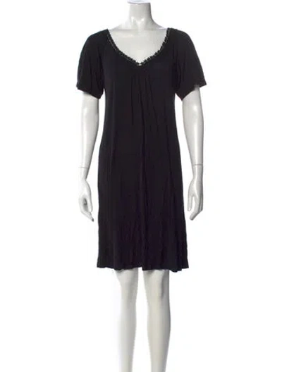 Pre-owned Agnès B. V-neck Mini Dress In Black