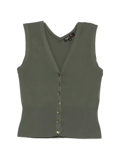 Agnès B. V-neck Sleeveless Top In Green