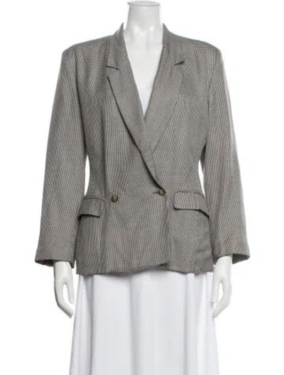Pre-owned Agnès B. Wool Houndstooth Print Blazer In Gray
