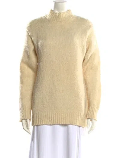 Pre-owned Agnès B. Wool Mock Neck Sweater In Yellow