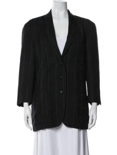 Pre-owned Agnès B. Wool Patterned Blazer In Black