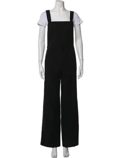 Pre-owned Agnès B. Wool Square Neckline Jumpsuit In Black