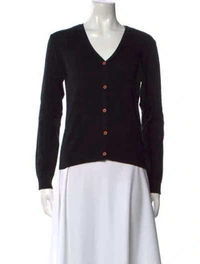 Pre-owned Agnès B. Wool V-neck Sweater In Black