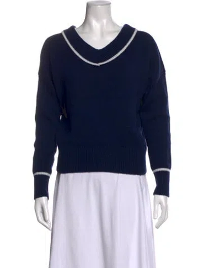 Pre-owned Agnès B. Wool V-neck Sweater In Blue