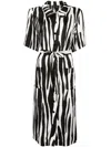 Agnès B. Zebra-printed Midi Dress In Black