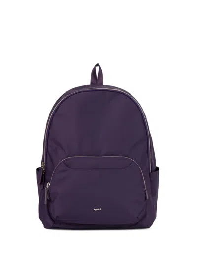Agnès B. Zipped Front Pocket Backpack In Purple