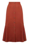 Agnona High Waist Flared Midi Skirt In Red