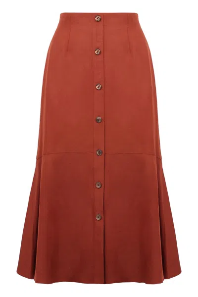 Agnona A-line Midi Skirt With Front Buttons In Multi