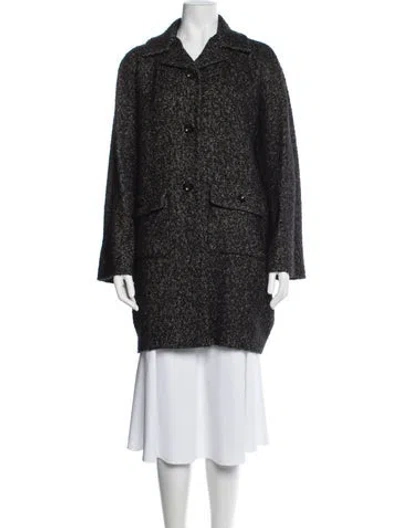 Pre-owned Agnona Alpaca Tweed Pattern Coat In Black