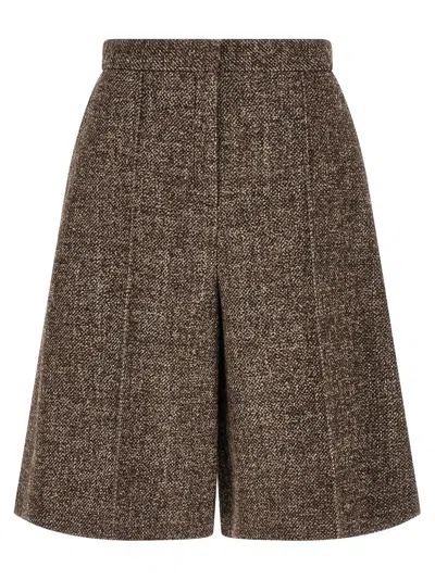 Agnona Amanda Melange-texture Bermuda Shorts In Brown