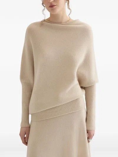Agnona Asymmetrical Cashmere Sweater In Neutral
