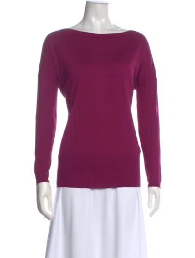 Pre-owned Agnona Bateau Neckline Long Sleeve Top In Multi