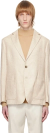 Agnona Beige Notched Lapel Blazer In 210