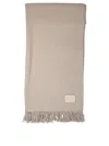 Agnona Beige Textured Wool Scarf With Delicate Fringes In Neutral
