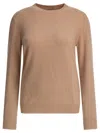 Agnona Crew Neck Knitwear With Ribbed Cuffs And Hem In Neutral