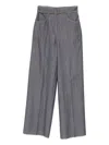 Agnona Belted Straight Trousers In Gray