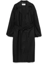 Agnona Belted Trench Coat In Black