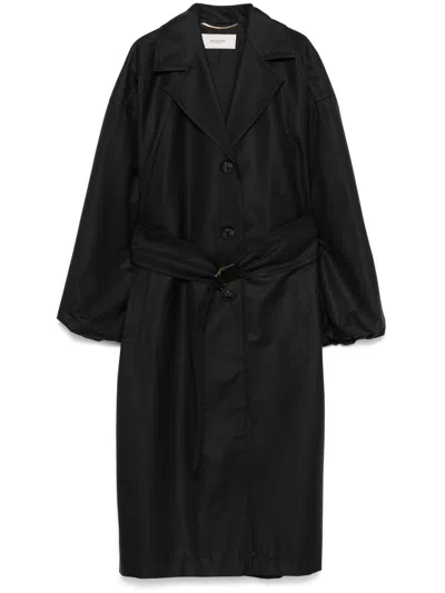 Agnona Belted Trench Coat In Black