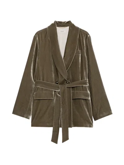 Agnona Belted Velvet Jacket In Multi