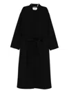 Agnona Belted Wool Coat In Black