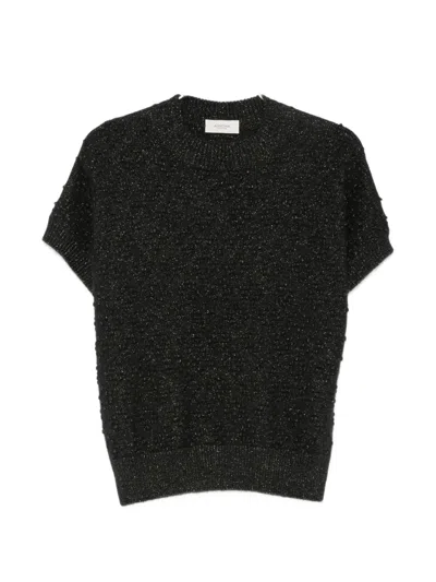 Agnona Bobble-knit Metallic-thread Sweater In Black