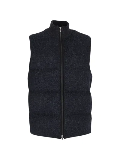 Agnona Bouclé Wool Gilet In Blue