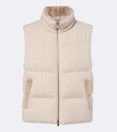 Agnona Cable-knit Cashmere Puffer Vest In Neutral