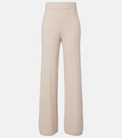 Agnona Cable-knit Cashmere Wide-leg Pants In Black