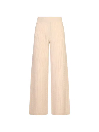 Agnona Cable-knit Wide-leg Trousers In Brown