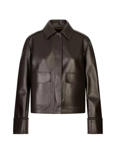 Agnona California Nappa-leather Jacket In Brown
